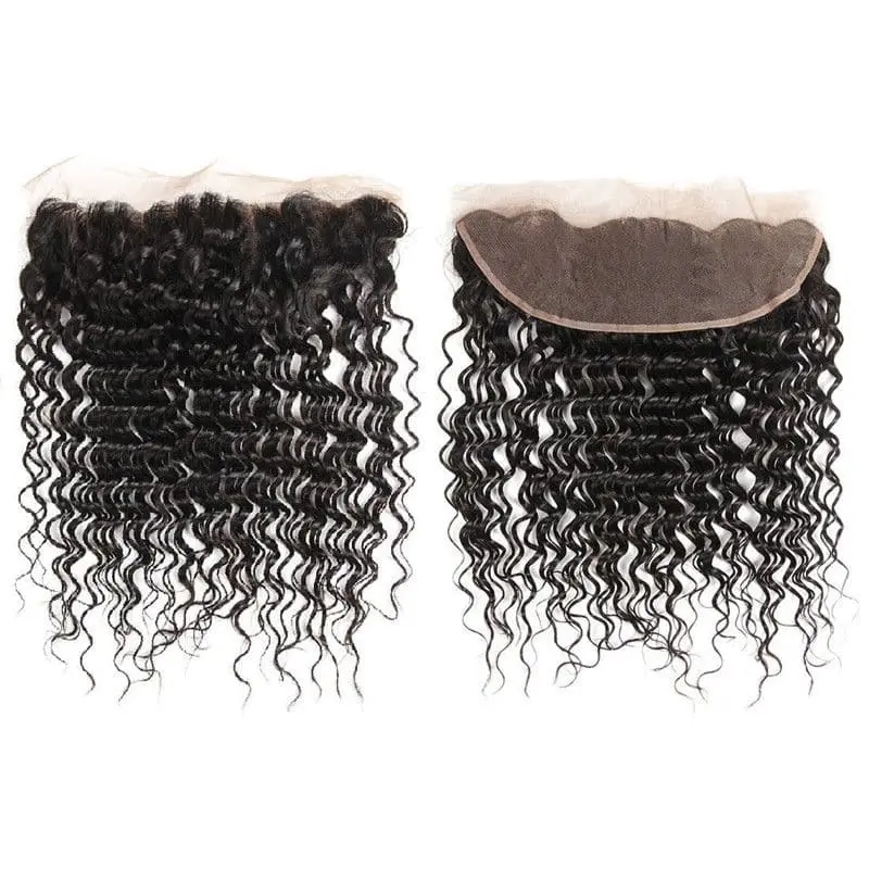 Bundles With 13x4 Lace Frontal Deep Curly Human Hair - Image 5
