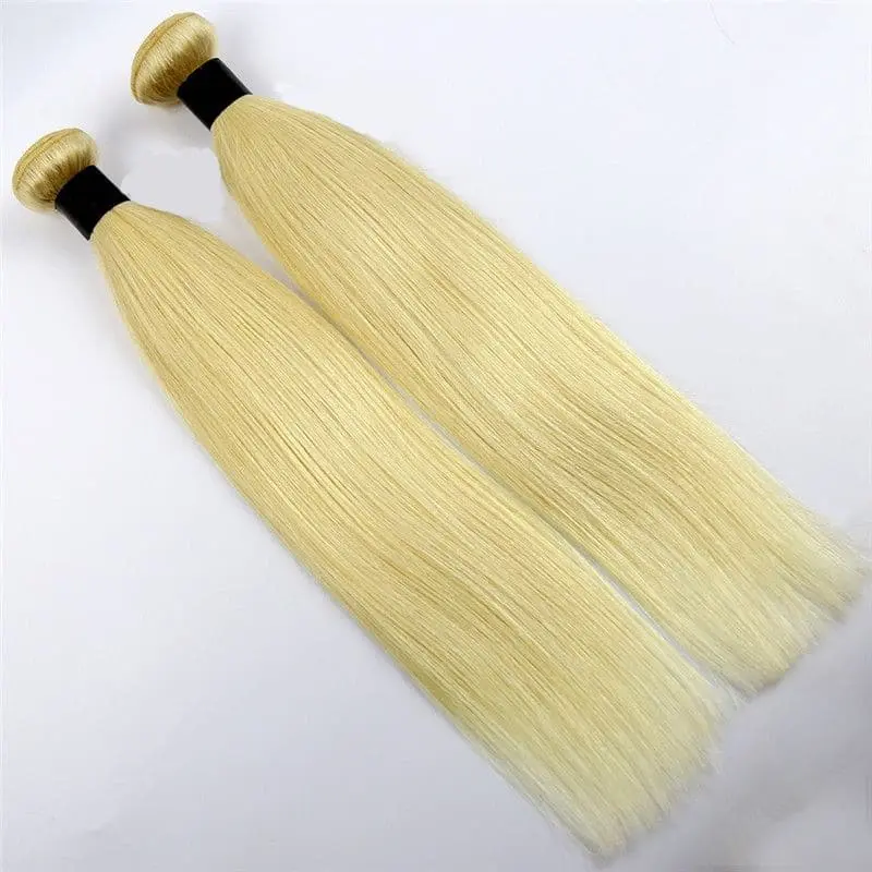 Bundles With 2x6 HD Lace Closure 613 Color Silk Straight Human Hair - Image 5