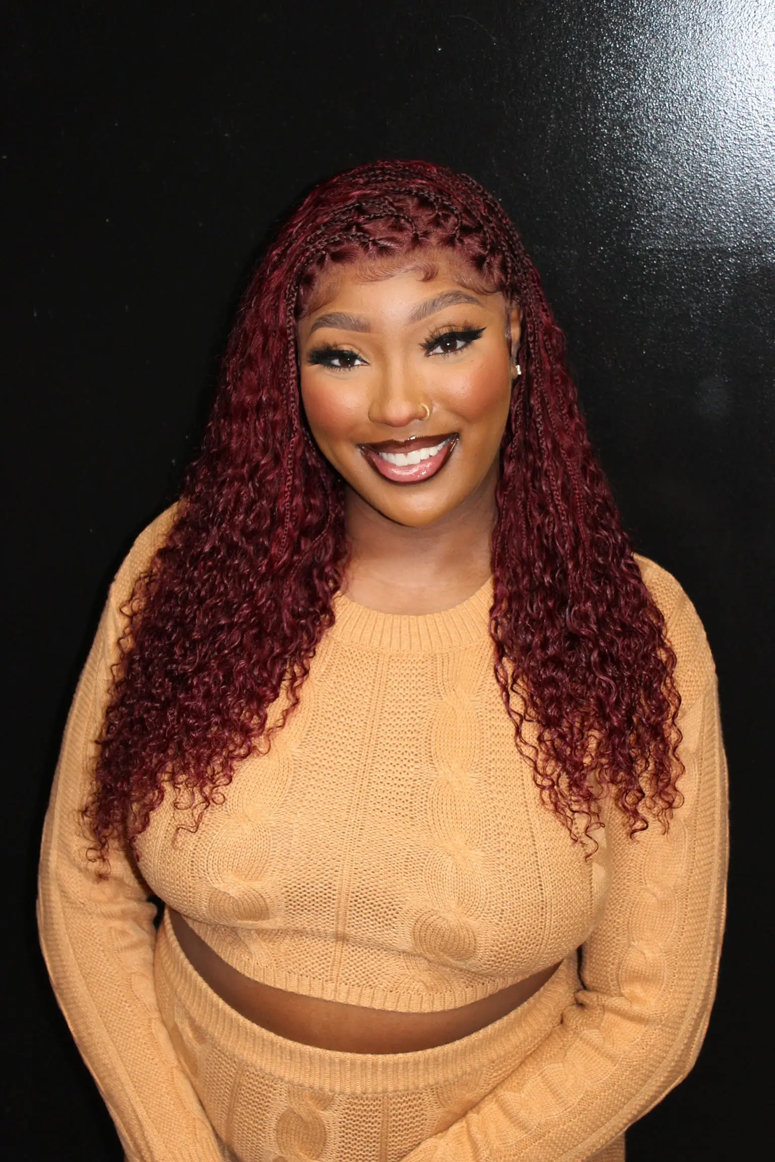 Burgundy Transparent Lace 100% Human Hair Braided Wig With Baby Hair - Image 3