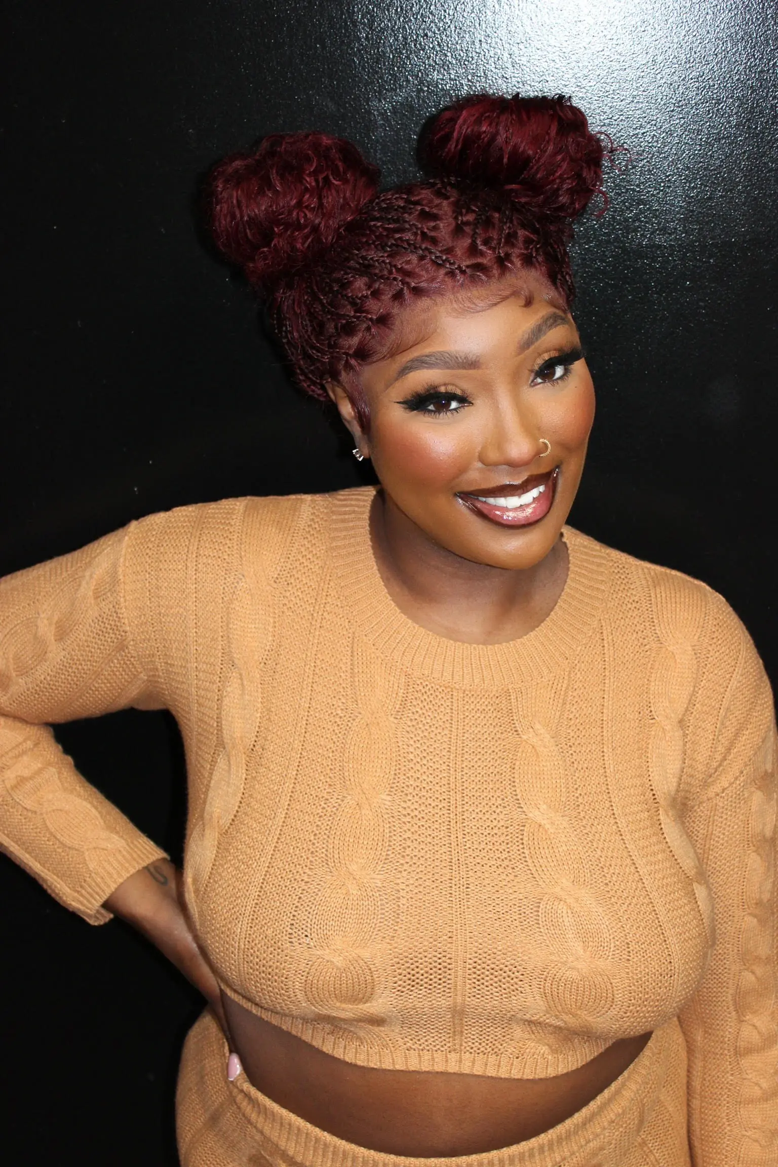 Burgundy Transparent Lace 100% Human Hair Braided Wig With Baby Hair - Image 4