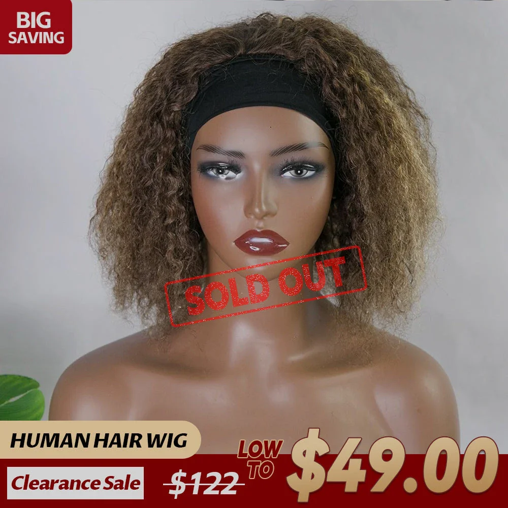 Clearance Sale Headband #1B/30 Curly Human Hair E41201