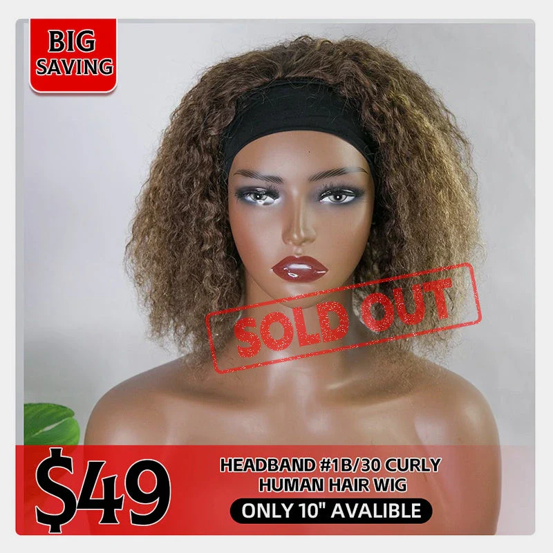Clearance Sale Headband #1B/30 Curly Human Hair E41201 - Image 3