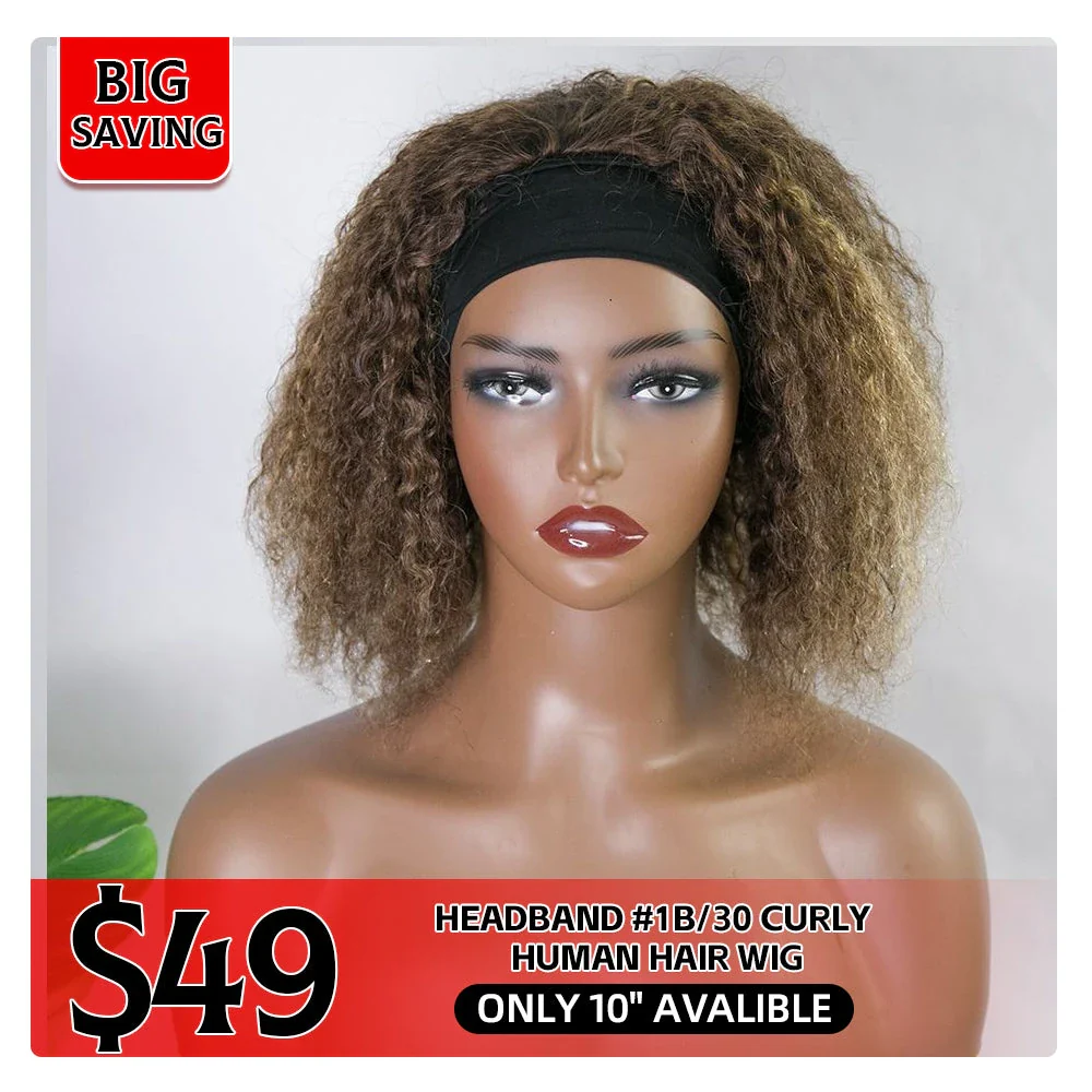Clearance Sale Headband #1B/30 Curly Human Hair E41201 - Image 4
