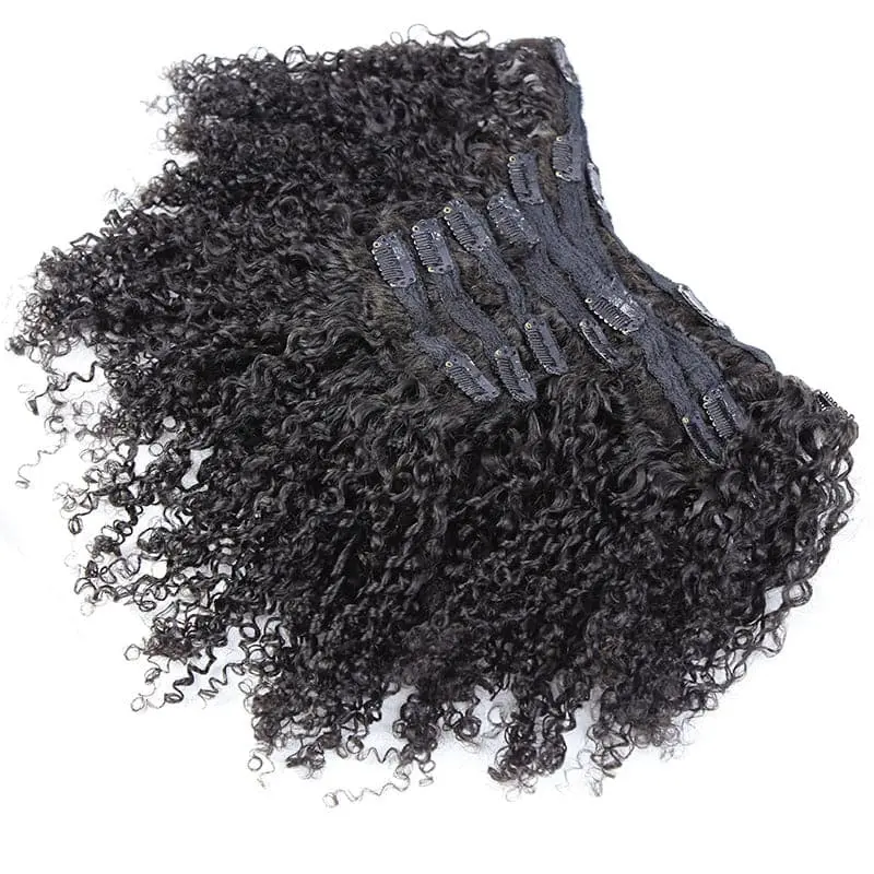 Clip In Hair Extension Tight Curly Brazilian Human Hair - Image 4