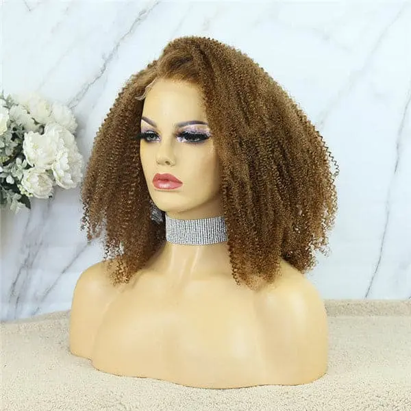 Colored #30 5x5 Lace Closure Wig Afro Kinky Curly Human Hair BBCKC55 - Image 3