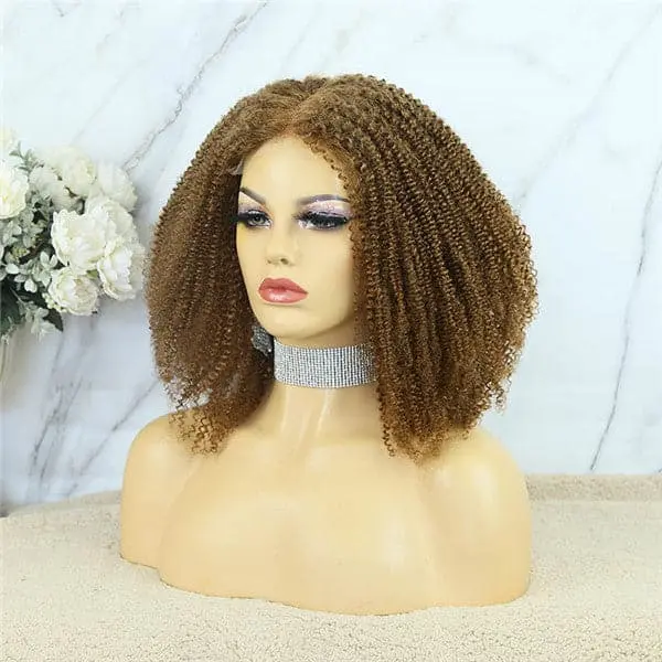 Colored #30 5x5 Lace Closure Wig Afro Kinky Curly Human Hair BBCKC55 - Image 5