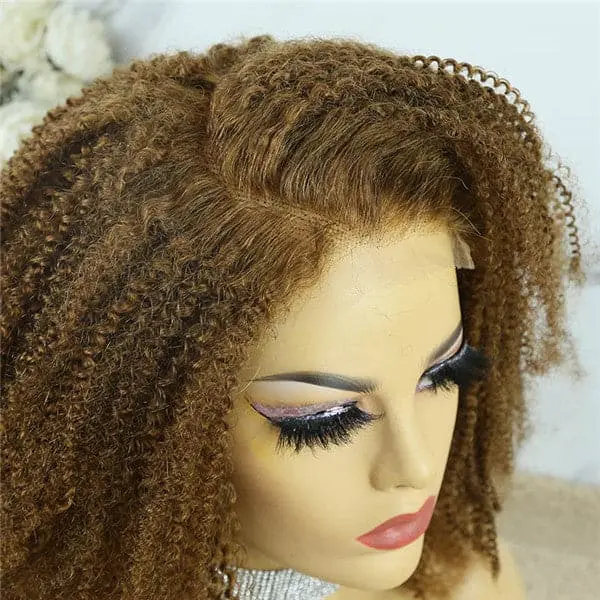 Colored #30 5x5 Lace Closure Wig Afro Kinky Curly Human Hair BBCKC55 - Image 7