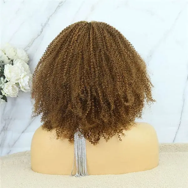 Colored #30 5x5 Lace Closure Wig Afro Kinky Curly Human Hair BBCKC55 - Image 8