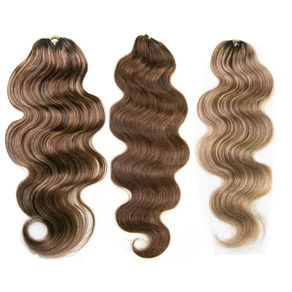 Wholesale-50 Strands Colored Body Wave Lightweight Crochet Human Hair