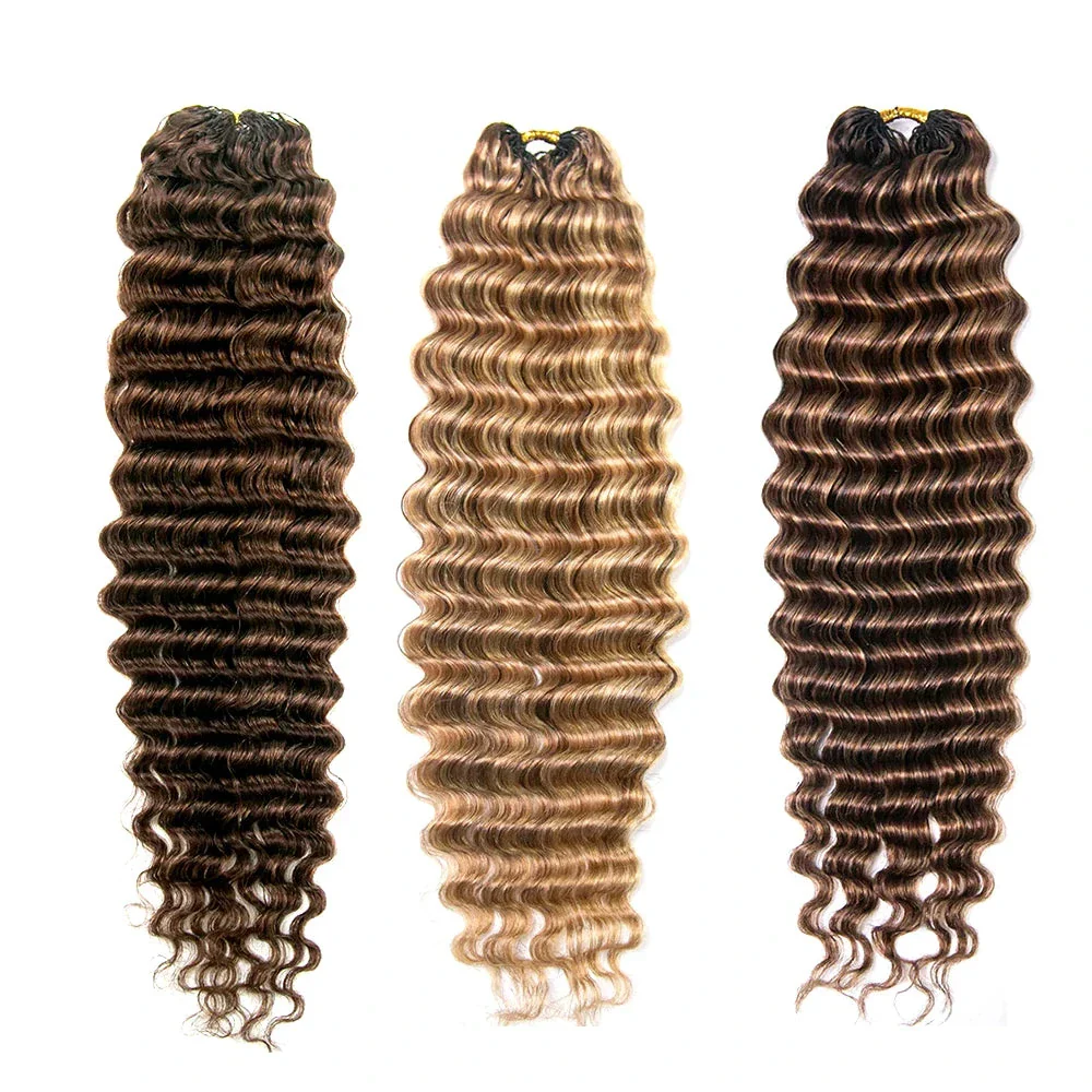 Wholesale-50 Strands Colored Deep Wave Lightweight Crochet Human Hair