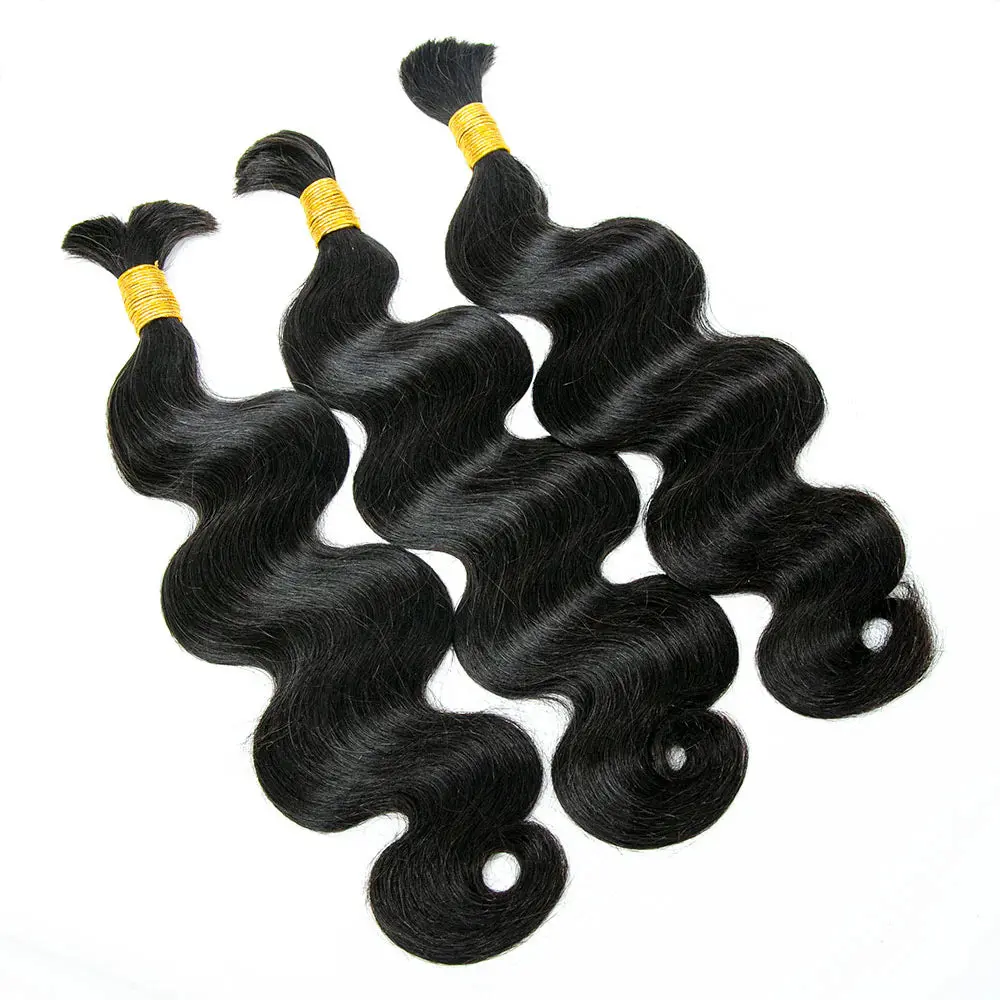 Double Drawn Bulk Human Braiding Hair Body Wave - Image 7