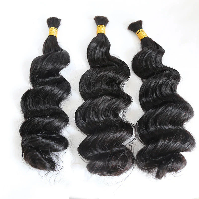 Double Drawn Bulk  Human Braiding Hair  Loose Wave - Image 6