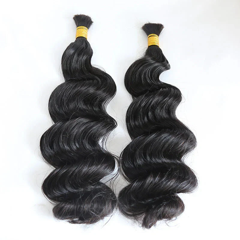 Double Drawn Bulk  Human Braiding Hair  Loose Wave - Image 7