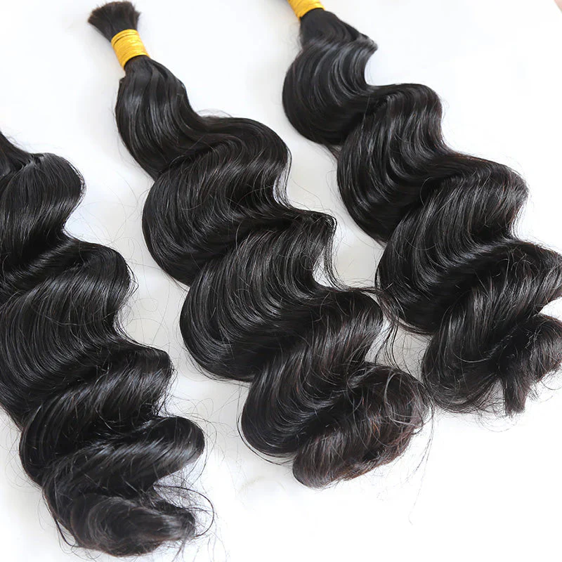 Double Drawn Bulk  Human Braiding Hair  Loose Wave - Image 9