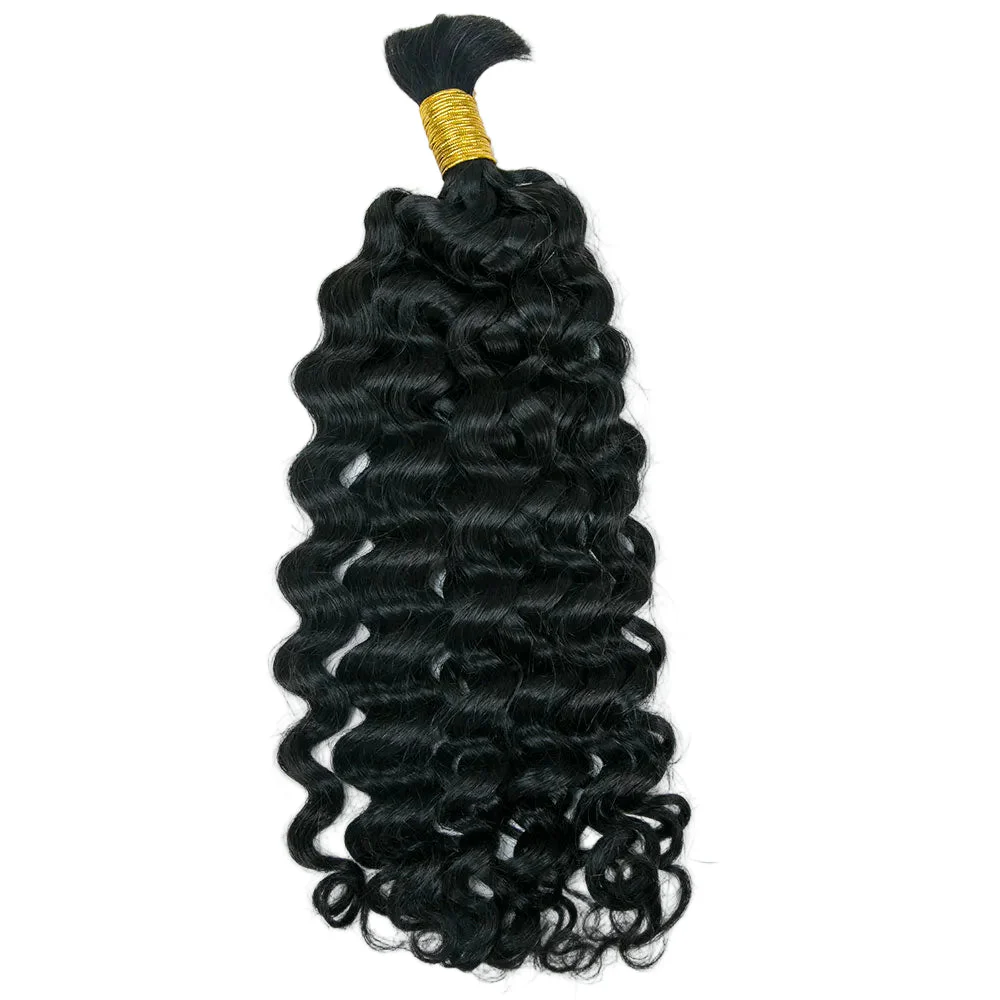 Double Drawn Bulk Human Braiding Hair Natural Wave
