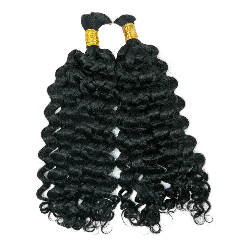 Double Drawn Bulk Human Braiding Hair Natural Wave - Image 3