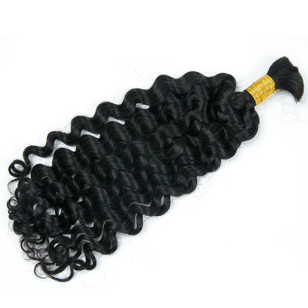 Double Drawn Bulk Human Braiding Hair Natural Wave - Image 4