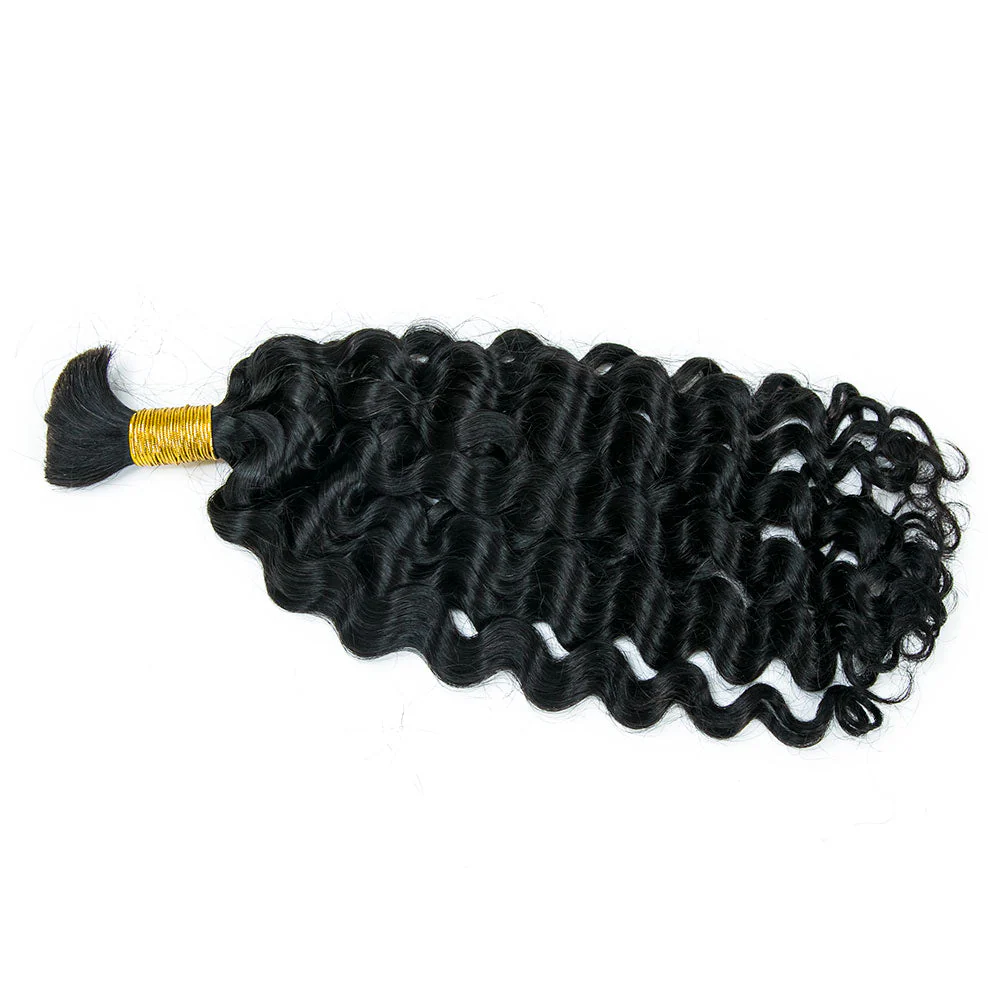 Double Drawn Bulk Human Braiding Hair Natural Wave - Image 5