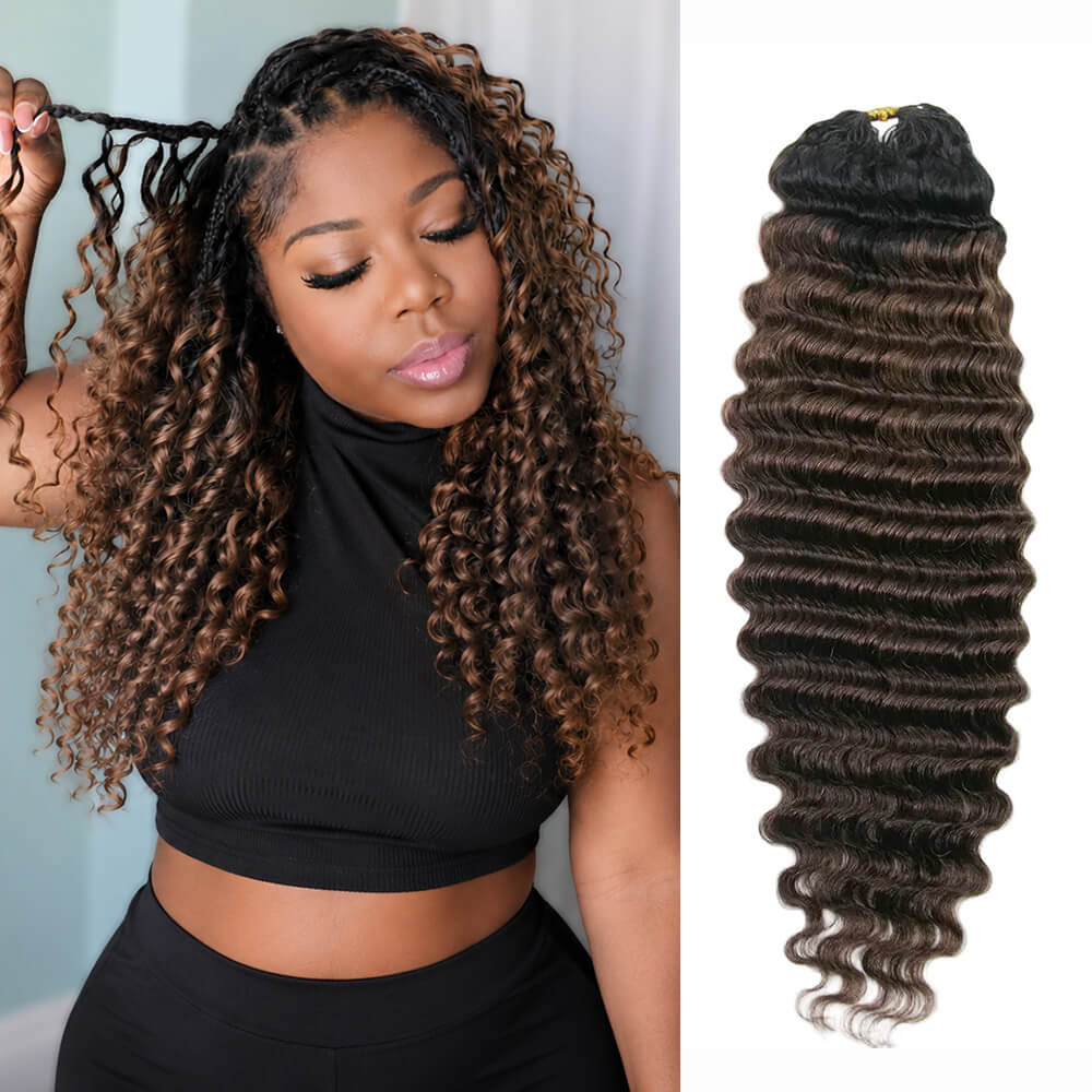 T1B/30 Deep Wave Crochet Human Hair Extensions