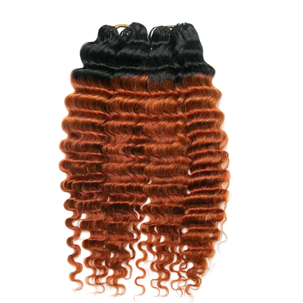 T1B/350 Deep Wave Crochet Human Hair Extensions