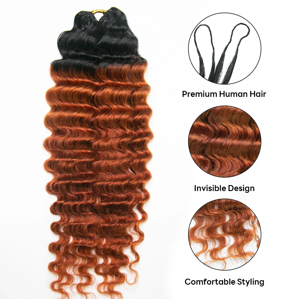 T1B/350 Deep Wave Crochet Human Hair Extensions - Image 2