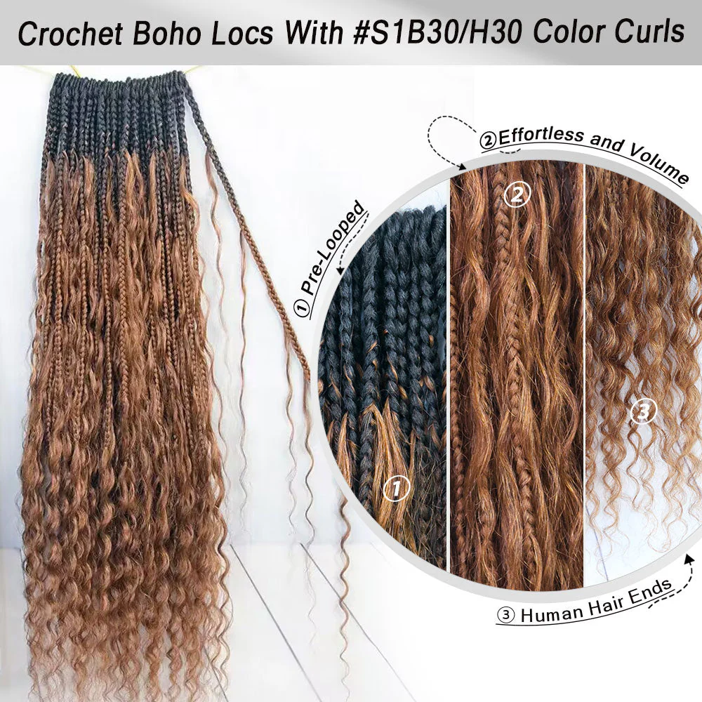 EAYON #S1B30/H30 Color Crochet Boho Box Braids  24 Inch - Image 9