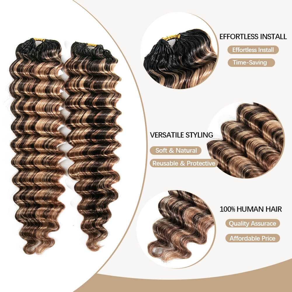 T1B/4/27/30 Blonde Deep Wave Crochet Human Hair - Image 3