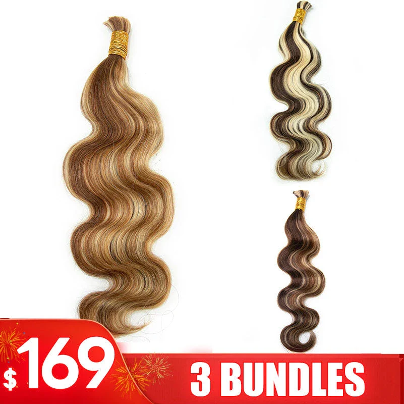 From $169 = 3 Bundles New Colored Body Wave Human Braiding Hair