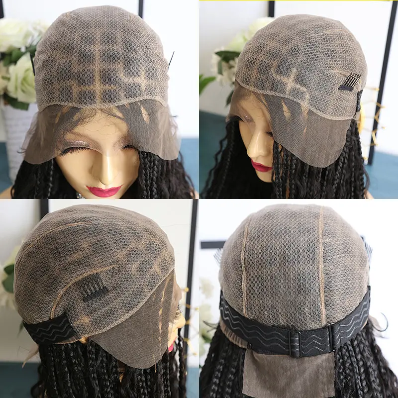 Diamond Transparent Lace Wig Crochet Knotless Bohemian Braided Wig with Burmese Human Hair Curls - Image 8