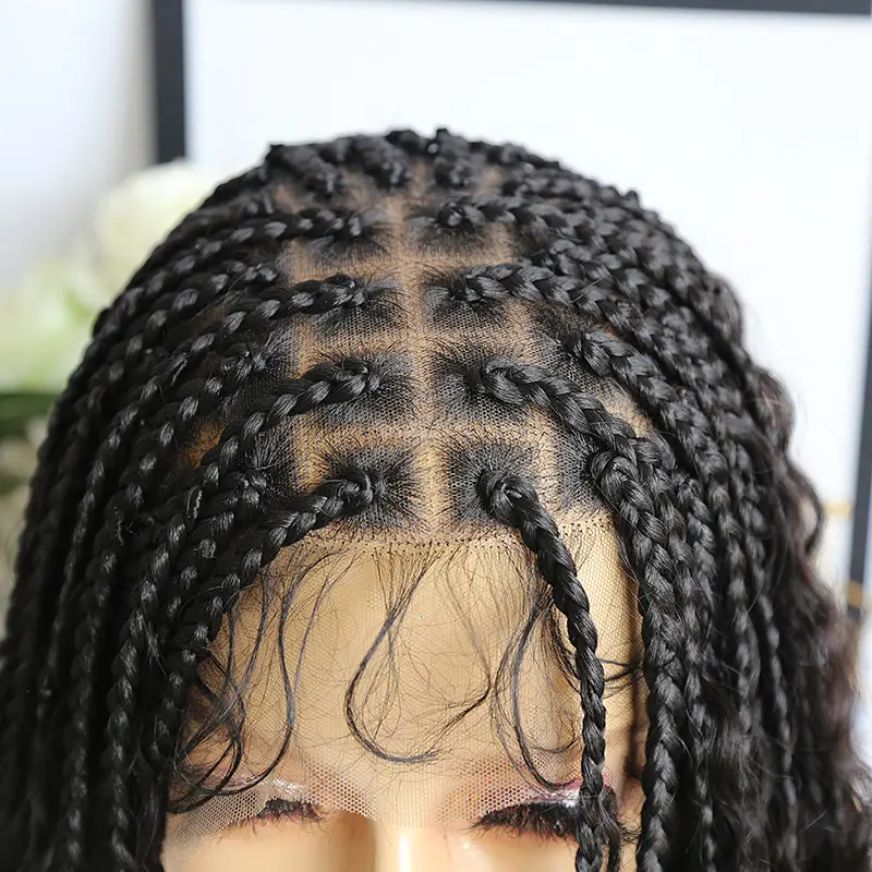 Diamond Transparent Lace Wig Crochet Knotless Bohemian Braided Wig with Burmese Human Hair Curls - Image 9