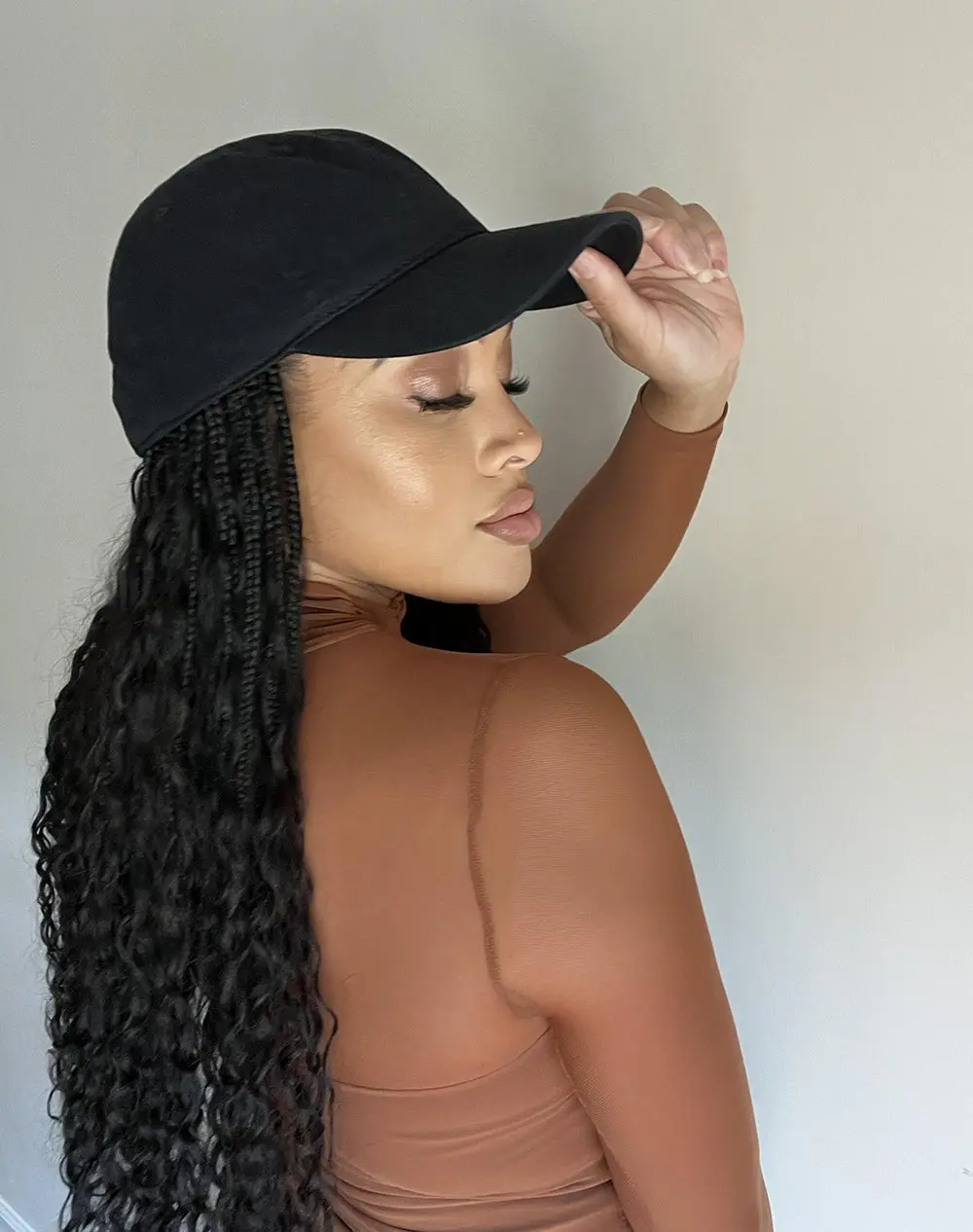 Grab & Go Boho Style Braids Cap Hat Wig - Image 3