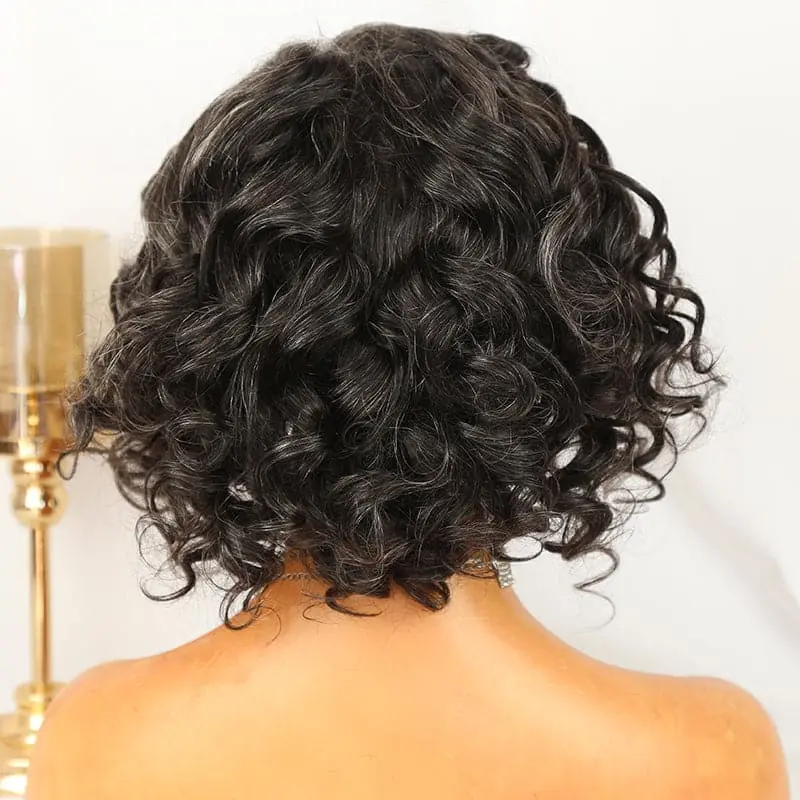 Salt&Pepper Color Loose Wavy Bob 13x4 T Part Lace Front Wig - Image 8