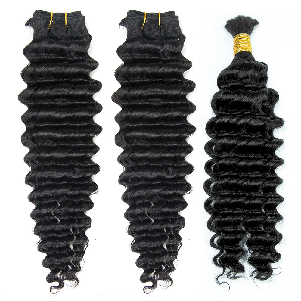 Half Boho Braids Half Sew-In Deep Wave Natural Color