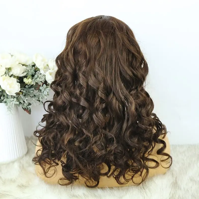 Headband Wig 01 Chocolate Color Human Hair HBWB2 - Image 4