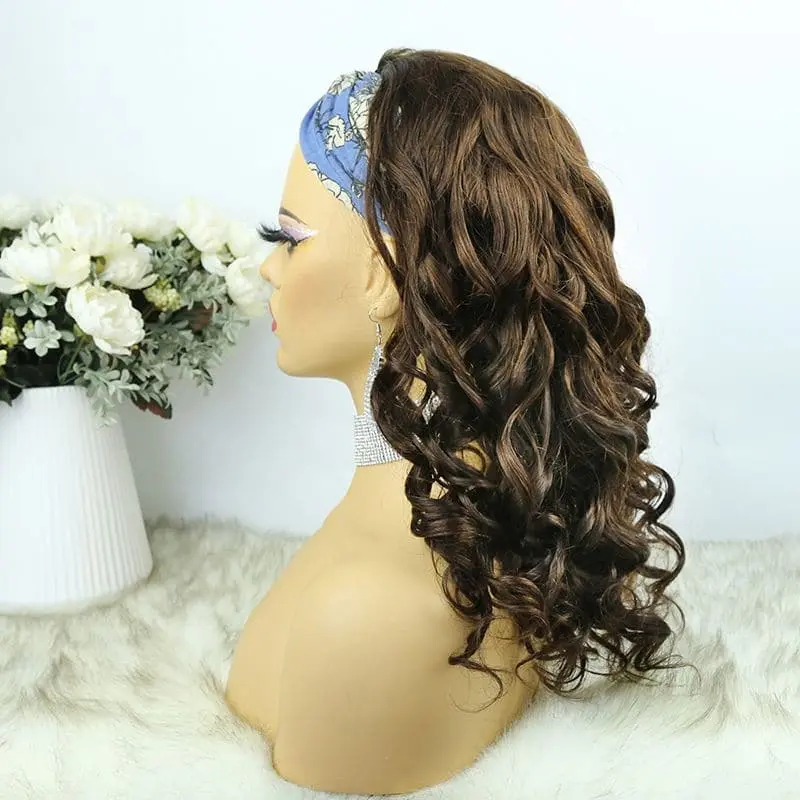 Headband Wig 01 Chocolate Color Human Hair HBWB2 - Image 7