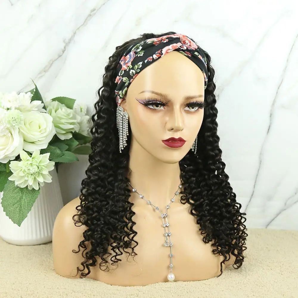 Headband Wig Deep Curly Human Hair HBWD-1 - Image 3