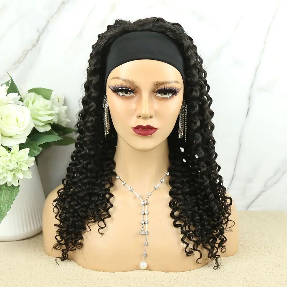Headband Wig Deep Curly Human Hair HBWD-1 - Image 5