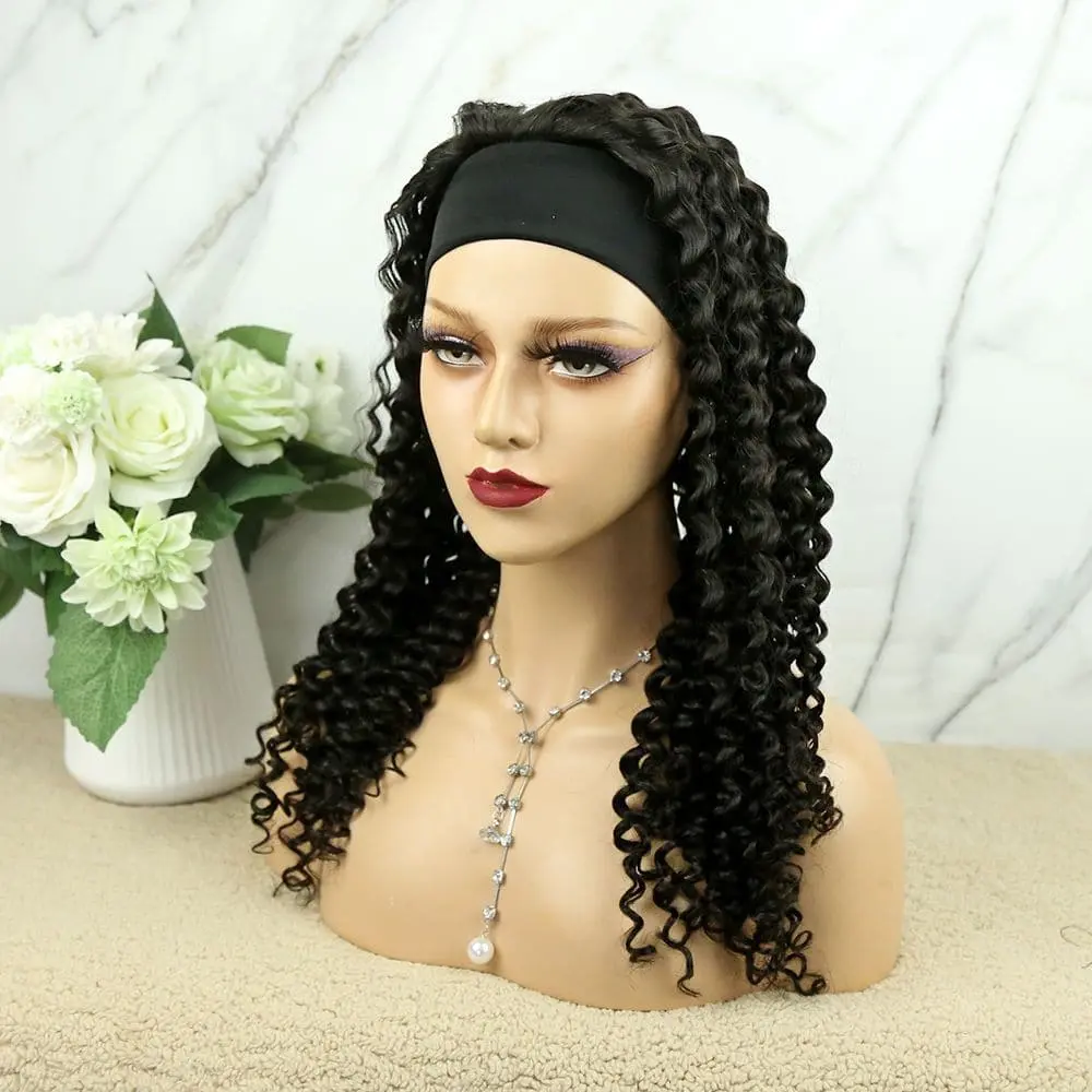 Headband Wig Deep Curly Human Hair HBWD-1 - Image 6