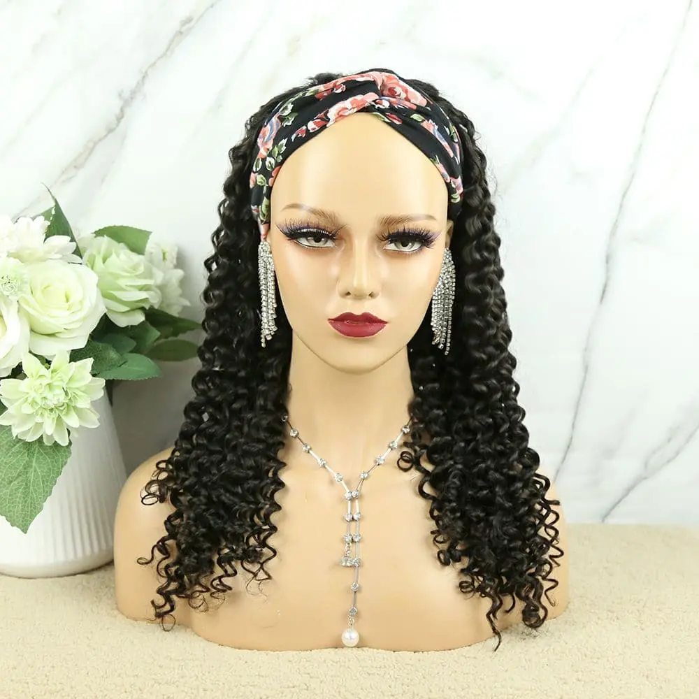Headband Wig Deep Curly Human Hair HBWD-1 - Image 8