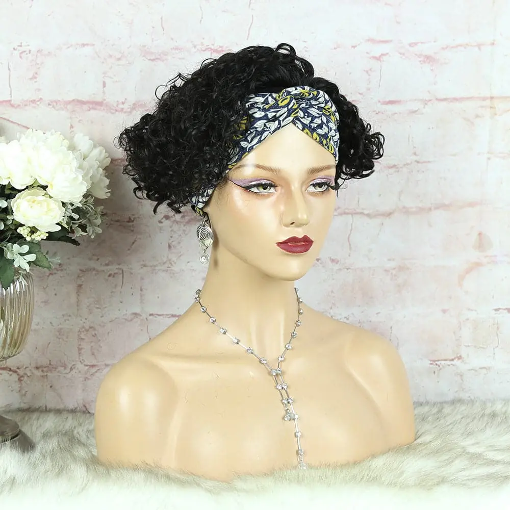 Headband Wig Pixie Cut Deep Curly Human Hair HBPXX02 - Image 13