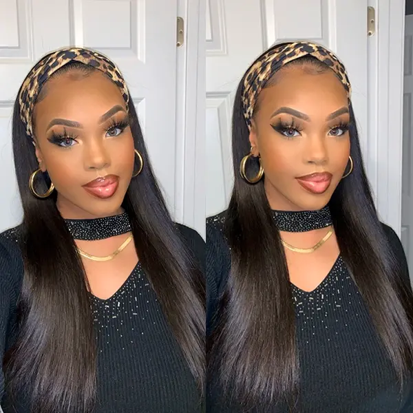 Headband Wig Silky Straight Human Hair HBWT-1 - Image 10