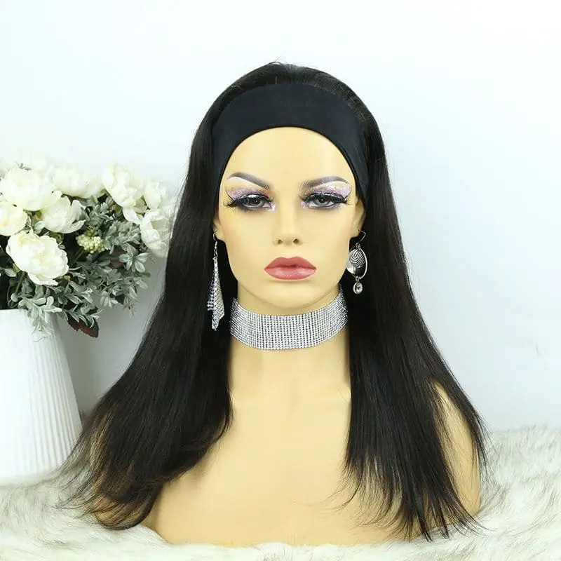 Headband Wig Silky Straight Human Hair HBWT-1 - Image 3
