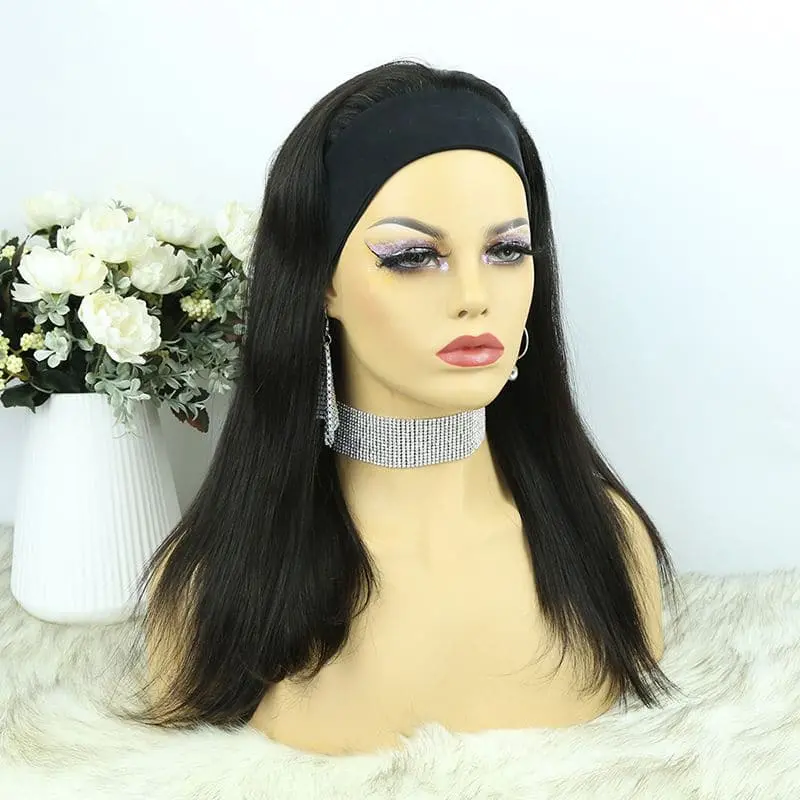 Headband Wig Silky Straight Human Hair HBWT-1 - Image 5