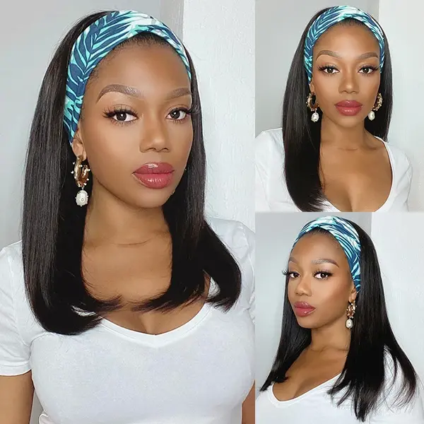 Headband Wig Silky Straight Human Hair HBWT-1 - Image 9