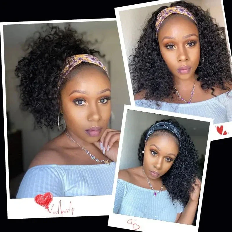Headband Wig Water Wave Human Hair HBWF-1 - Image 4