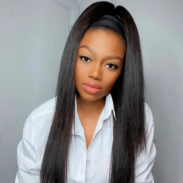 Headband Wig Yaki Straight Human Hair HBWS-1 - Image 3