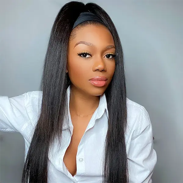 Headband Wig Yaki Straight Human Hair HBWS-1 - Image 4