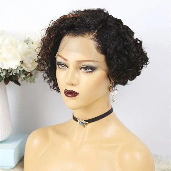 Highlight Brown Pixie Cut Curly BOB Lace Wig PXXB02 - Image 3