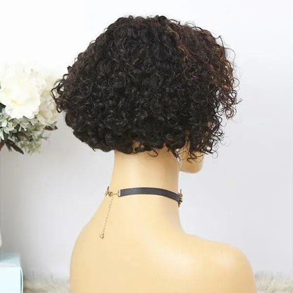 Highlight Brown Pixie Cut Curly BOB Lace Wig PXXB02 - Image 4