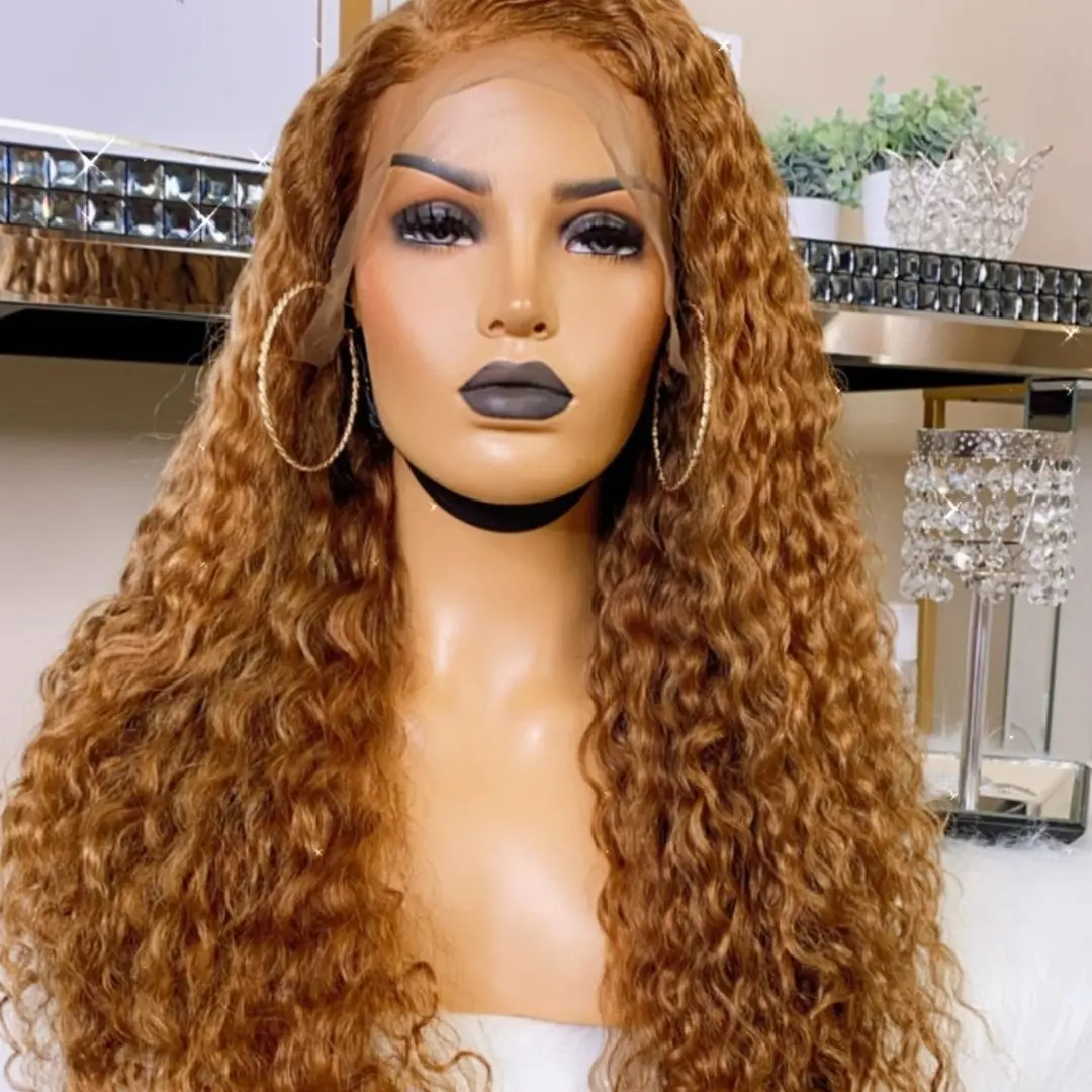 Honey Blonde Colored Water Wave 5x5 Lace Closure Wig HBBW - Image 3